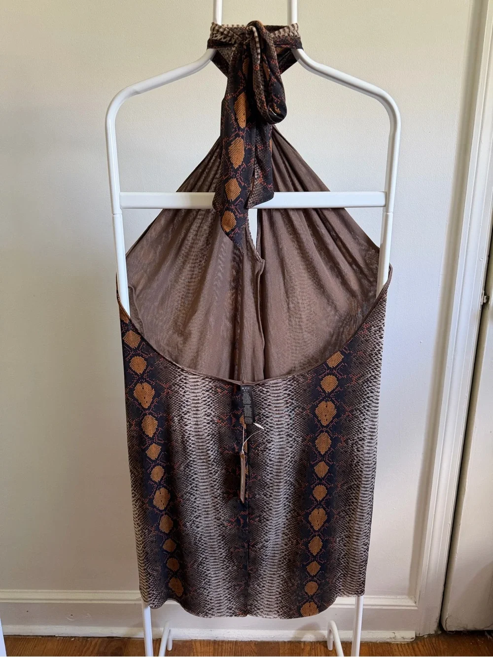 NWT SKIMS Summer Mesh Keyhole Halter Dress Desert Snake Print 3X